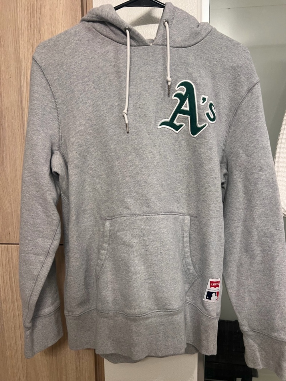Levi's Gray Hoodie with Green A's Logo